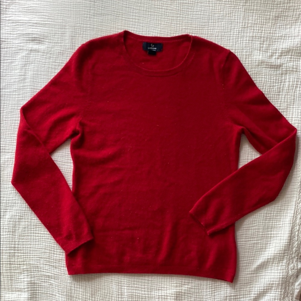 Lands End Classic Cashmere Red Sweater